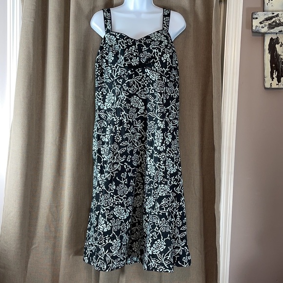 NWOT. KSL. Division of Karin Stevens. Black dress with teal designs. 14W. - Picture 6 of 14